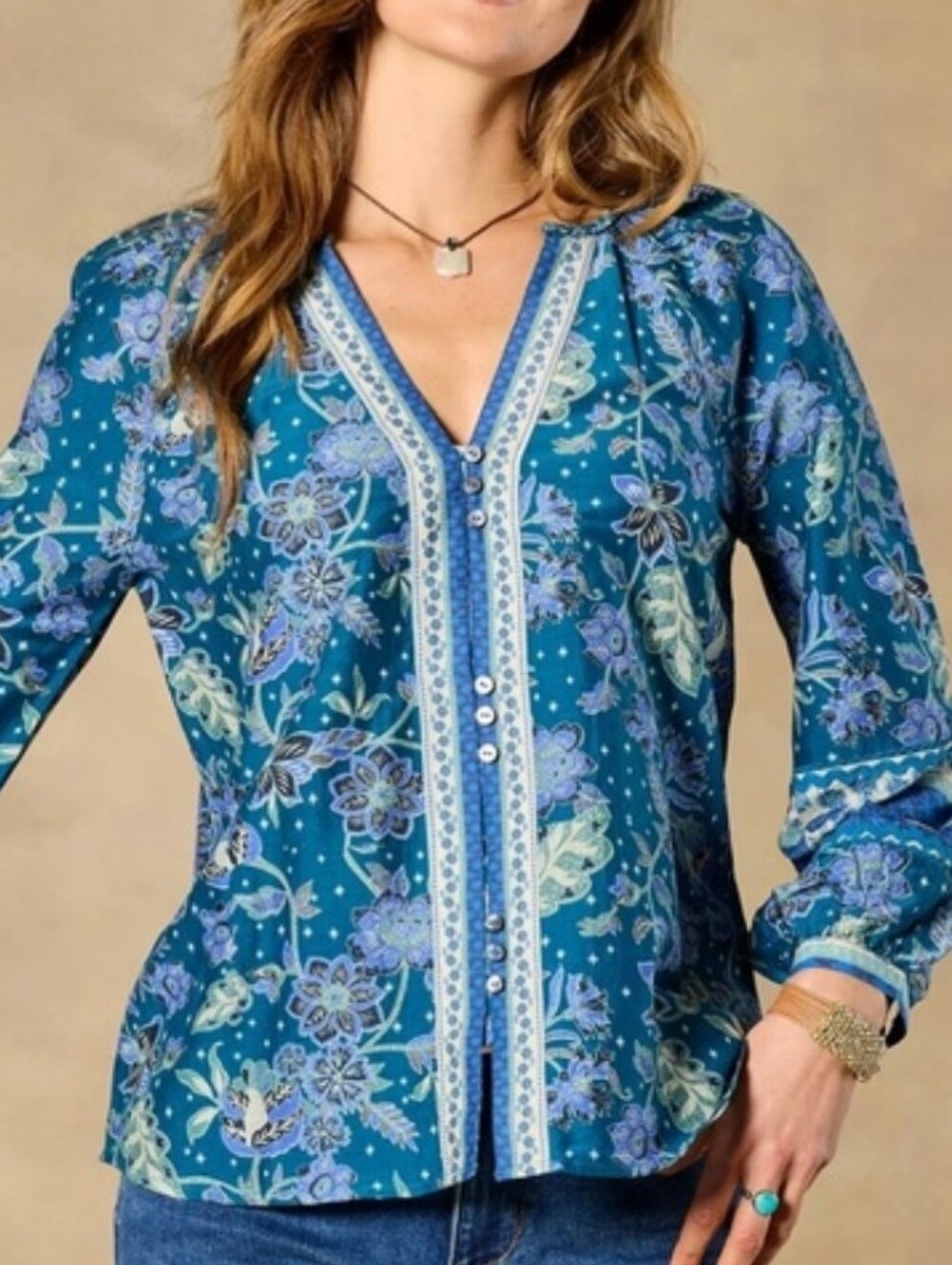 Sundance Arvilla Blue Top Blouse L